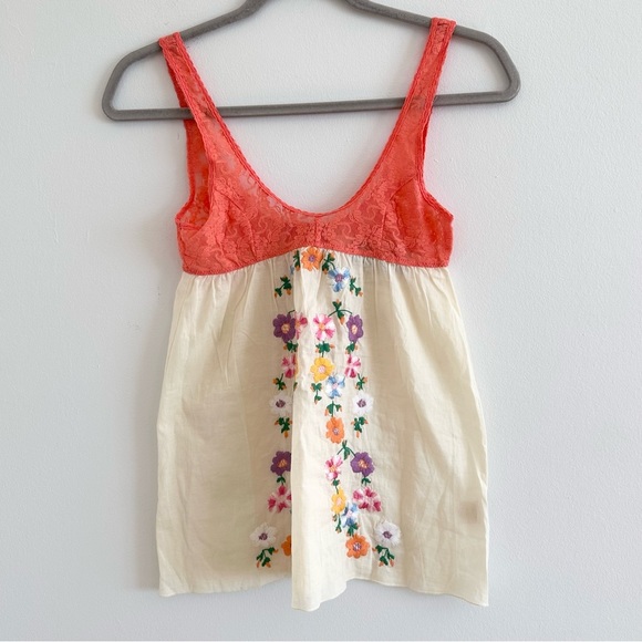 Free People Tops - Intimately Free People embroidered cotton and lace vintage bralette tank top